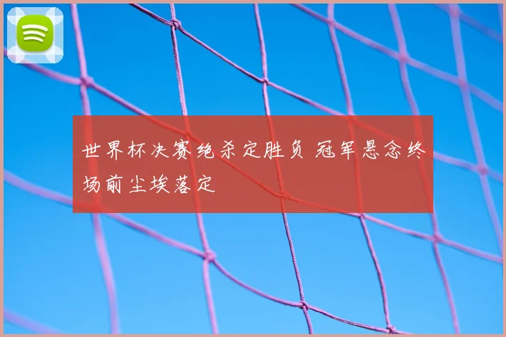 世界杯决赛绝杀定胜负 冠军悬念终场前尘埃落定